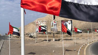 Martyrs are honoured on road-side boards in Ghailan, northern Ras Al Khamiah. Christopher Pike / The Nationa