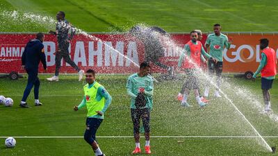 Brazil players including midfielder Casemiro at training. AFP