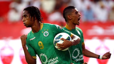 Bruno struck again, just 16 minutes after scoring his side's first goal. Game on at Al Jazira's Mohammed bin Zayed Stadium in Abu Dhabi. Satish Kumar / The National
