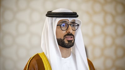 Fahad Al Bishr, UAE ambassador to Uganda, gives his oath during a ceremony for newly appointed UAE ambassadors. Omar Al Askar / UAE Presidential Court
