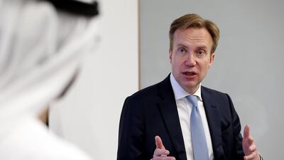 Borge Brende, president of the World Economic Forum, described major themes the WEF's councils will address at annual meeting in Dubai. Satish Kumar/ The National