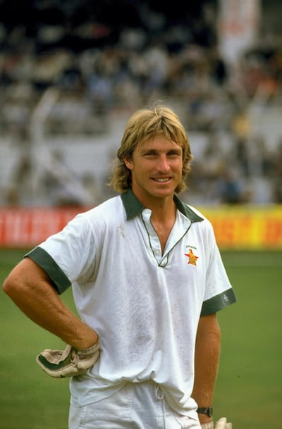 Kevin Curran is seen here during Zimbabwe's World Cup match against Pakistan at Wankhede Stadium in Bombay in 1987. Getty Images