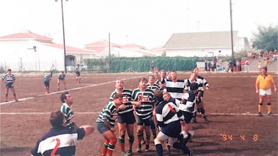 The first Friday rugby matches in Abu Dhabi which were typically played on sand pitches. Photo: Andy Cole