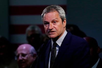 Gavin Esler, candidate of the new pro-EU political party Change UK at the launch of its European election campaign in Bristol yesterday. Adrian Dennis / AFP