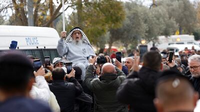 A Palestinian man celebrates his release from an Israeli jail, in Ramallah. Reuters