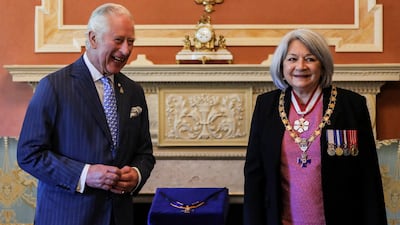 Britain's Prince Charles stands next to Canada's Governor General Mary Simon, while attending the Order of Military Merit Investiture Ceremony, on the second day of the Canadian 2022 Royal Tour, in Ottawa. Reuters