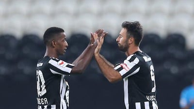 Mirko Vucinic, right, did not add to his 23-goal tally, but set up Manuel Lanzini's opener. Adel Al Naimi / Al Itthad