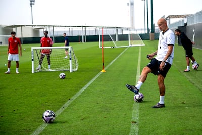 Jonjo Shelvey said he only accepted the Arabian Falcons job on condition former manager Harry Agombar was happy with his appointment. Ahmed Ramzan / The National