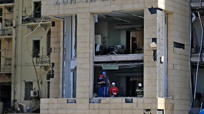 The damaged headquarters of Lebanese fashion designer Zuhair Murad near Beirut's port, on August 10, 2020, after the huge chemical explosion that devastated large parts of the Lebanese capital. AFP