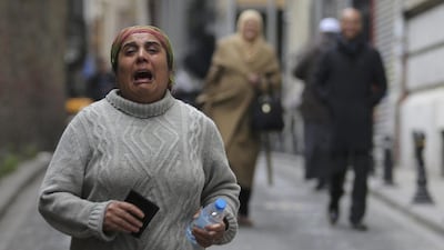 A woman reacts following a suicide bombing in a major shopping and tourist district in central Istanbul March 19, 2016. Kemal Aslan / Reuters