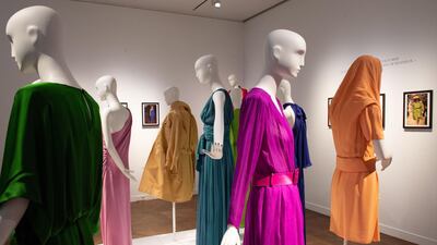 A collection of dresses, suits and accessories created by Yves Saint Laurent from the wardrobe of the French actress Catherine Deneuve. EPA