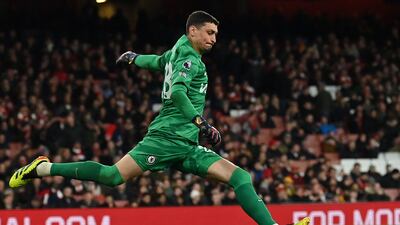 CHELSEA RATINGS: Busy night for keeper as Arsenal scored five, had 27 shots with 10 on target. Poor for opening goal when he failed to block Trossard’s low strike with his legs but let down by porous defence for rest. AFP