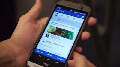 About 95 per cent of the UAE population have Facebook accounts, breaking 90 per cent for the first time. Nicolas Asfouri / AFP