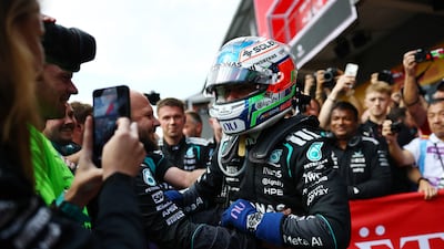 Kimi Antonelli celebrates after winning the Belgian Grand Prix. Reuters