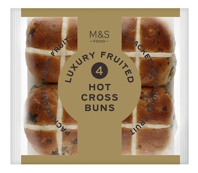M&S Luxury Fruited hot cross buns; Dh25. Photo: Marks and Spencer