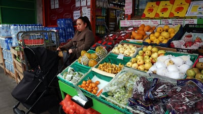 A grocery store in London. Higher oil and gas prices and other factors tied to the Middle East conflict would influence the direction of inflation in the UK, S&P Global says. EPA