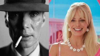 Barbie and Oppenheimer top the list of award contenders at the 2024 Golden Globes. Photos: Warner Bros; Universal Pictures