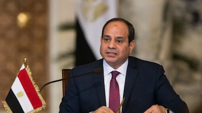 In this December 11, 2017, file photo, Egyptian President Abdel-Fattah el-Sissi, speaks during a news conference in Cairo, Egypt. AP