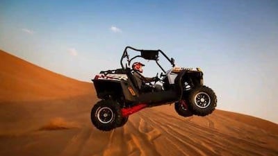 The two-seat Razors offer extremely sharp handling and quck acceleration for jumping over dunes. Courtesy Polaris
