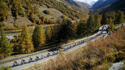 The peloton during Stage 20 of the Giro d'Italia - from Alba to Sestriere - on Saturday, October 24. AP