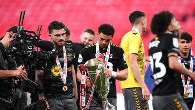 Southampton's Che Adams after winning the Championship play-off final. PA