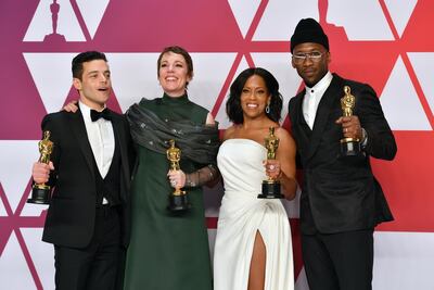 The 2019 Oscar winners, from left: Rami Malek, Olivia Colman, Regina King and Mahershala Ali. AP