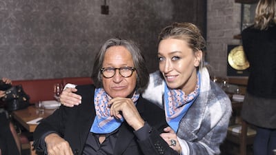Mohamed Hadid, pictured with daughter Alana, spoke about his Palestinian heritage at Harvard University this weekend. Getty Images.