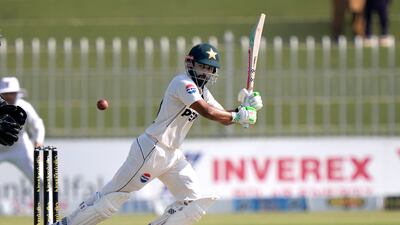 Pakistan's Saud Shakeel plays a shot. AP