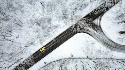 A snowbound, suburban road in the Pichelsberg neighbourhood of Berlin. AFP