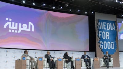 A panel discussion at the Arab Media Forum held at Dubai World Trade Center. Antonie Robertson /The National