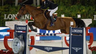 Team UAE's Abdullah Al Marri competes at the Longines FEI Nations Cup Jumping final. Courtesy Courtesy Profsports