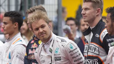 Mercedes Formula One driver Nico Rosberg (C) reacts in the grid before the start of the 2016 Formula One Austrian Grand Prix in Spielberg, Austria, 03 July 2016. Valdrin Xhemaj / EPA