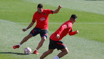 Atletico Madrid midfielder Koke passses the ball at training. EPA