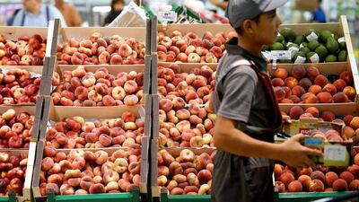 Fruits for sale are displayed at a grocery store in Moscow. EU fruit exports to Russia in 2013 were valued at €1.03 billion. Maxim Zmeyev / Reuters