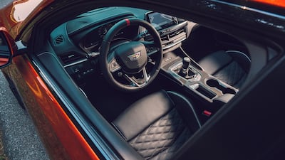 The interior is sleek and sporty.