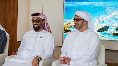 Sheikh Abdullah bin Zayed, UAE Deputy Prime Minister and Minister of Foreign Affairs, right, with Sheikh Tahnoon