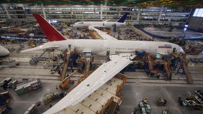 A 787 Dreamliner at Boeing's final assembly building in North Charleston, South Carolina. The company will now print parts for the superjumbo. Randall Hill / Reuters
