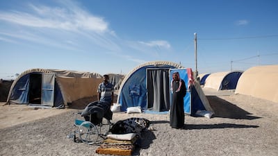A displaced Iraqi family is seen at the Amriyat al Fallujah camp in Anbar Province, Iraq. Khalid al-Mousily / Reuters