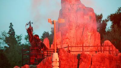 A person dressed as the character Chewbacca performs at Star Wars: Galaxy's Edge. Reuters