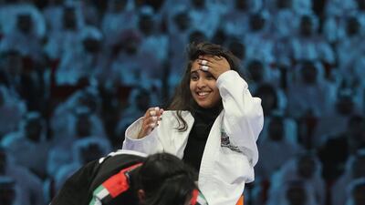 Wadima Al Yafei reacts after a win at the Abu Dhabi World Professional Jiu-Jitsu Championship in 2014. Francois Nel / Getty Images