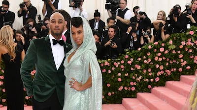 Musicians Swizz Beatz, left, and Alicia Keys arrive at the 2019 Met Gala in New York on May 6. AP