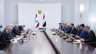 Lebanon's Prime Minister Nawaf Salam leading a delegation to meet Iraqi Prime Minister Ali Al Zaidi in Baghdad. AFP