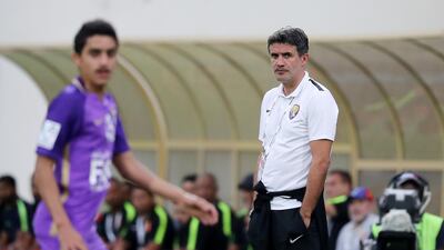 Al Ain manager Zoran Mamic during the President's Cup quarter-final against Fujairah in April 2018. Al Ain won the match 4-2. Pawan Singh / The National