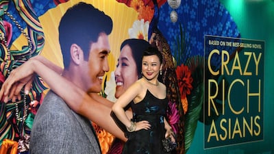 Chinese actress Jasmine Chen posing at the premiere of the film 'Crazy Rich Asians' at the Capitol Theatre in Singapore. Roslan Rahman / AFP
