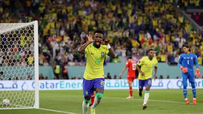 Vinicius Junior celebrates scoring only for goal to ruled out for offside. Getty