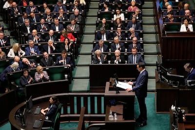 Prime Minister Mateusz Morawiecki lost a parliamentary confidence vote as expected on Monday. AP