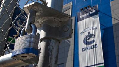 The NHL lockout takes effect at the Rogers Arena, home of the Vancouver Canucks.