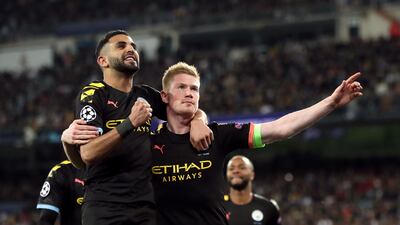 Manchester City's Kevin De Bruyne celebrates scoring his side's second goal. PA