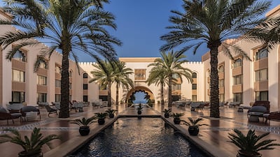 The central courtyard is designed in traditional arabesque grandeur.
