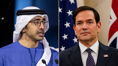 Sheikh Abdullah bin Zayed, Deputy Prime Minister and Minister of Foreign Affairs, held a phone call with US Secretary of State Marco Rubio. Photo: UAE Presidential Court; Reuters